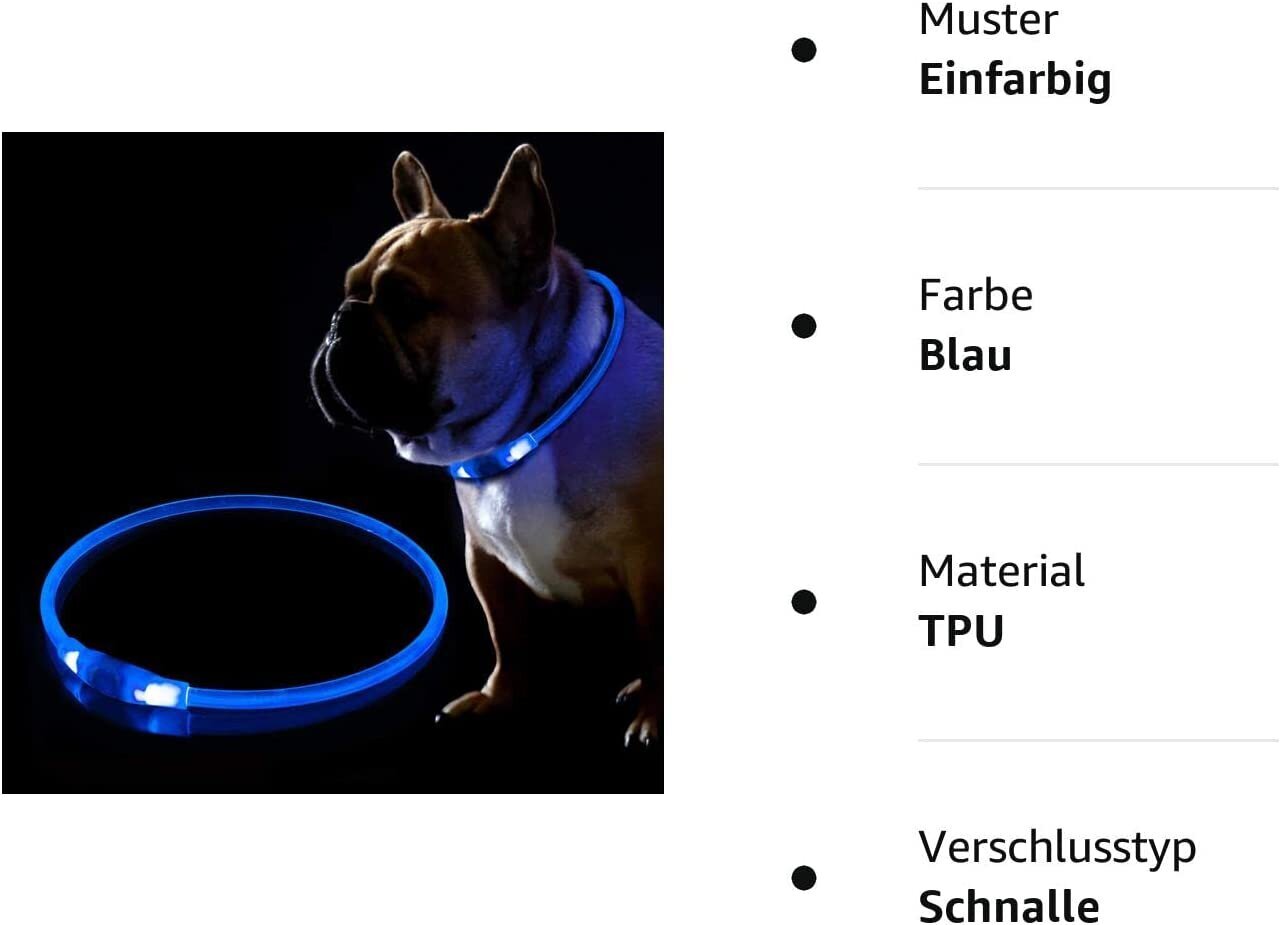 LED kaelarihm koertele ja kassidele Kabb, sinine hind ja info | Kaelarihmad ja traksid koertele | kaup24.ee