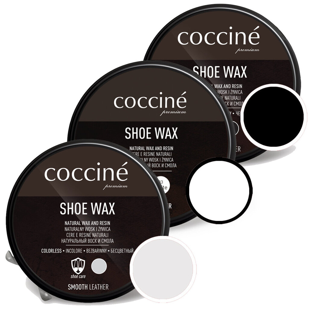 Veekindel kreemvaha siledale nahale (must + valge + värvitu) - Coccine Shoe Wax цена и информация | Rõivaste ja jalatsite hooldus | kaup24.ee