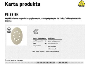 Набор шлифовальных дисков Klingspor PS33BK, 125мм, 100шт. цена и информация | Шлифовальные машины | kaup24.ee