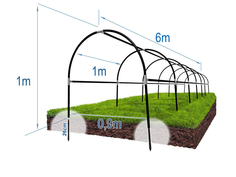 Taimelava karkass 3 kinnitusega "6M" hind ja info | Kasvuhooned | kaup24.ee