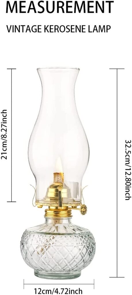 amanigo siseruumides petrooleumilamp, õlilamp, 30 cm, hõbedane hind ja info | Küünlad, küünlajalad | kaup24.ee