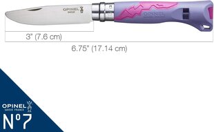 Детский нож Opinel Outdoor Junior № 7, рукоятка фиолетовая/фуксия цена и информация | Туристические ножи, многофункциональные приборы | kaup24.ee