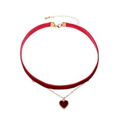 Kaelakee sametine choker ripatsiga, punast värvi LGN152R цена и информация | Украшения на шею | kaup24.ee