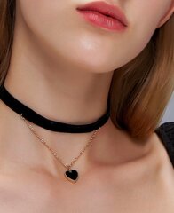 Kaelakee sametine choker ripatsiga, musta värvi LGN151B цена и информация | Украшения на шею | kaup24.ee