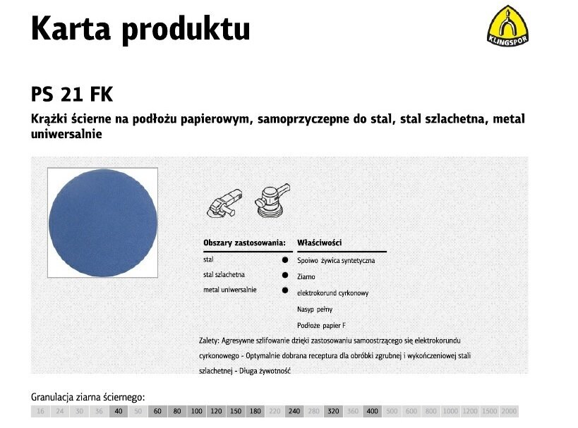 Isekleepuv lihvketas Klingspor 125mm PS21FK gr.40 /50tk. hind ja info | Lihvmasinad ja ketaslõikurid | kaup24.ee