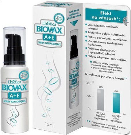 Tugevdav juukseseerum Lbiotica Biovax A+E, 15ml цена и информация | Maskid, õlid, seerumid | kaup24.ee