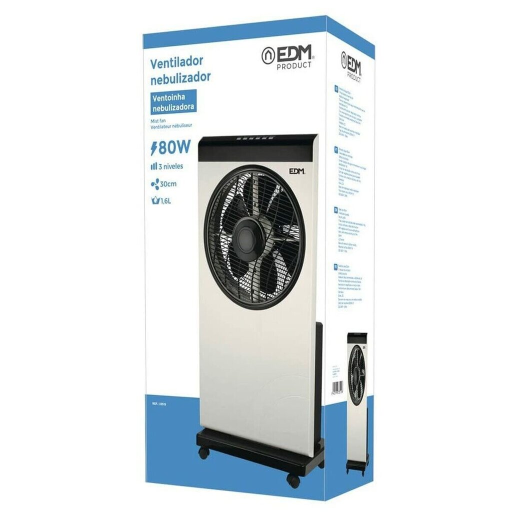 Nebulisaator ventilaator EDM Valge 80 W 39 x 24 x 84 cm hind ja info | Ventilaatorid | kaup24.ee