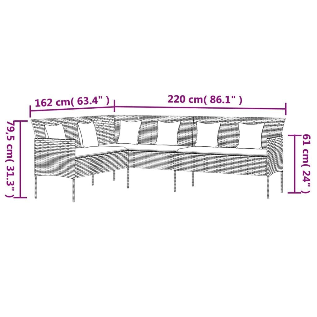 vidaXL 2-osaline aiamööbli komplekt patjadega, hall, polürotang цена и информация | Aiamööbli komplektid | kaup24.ee