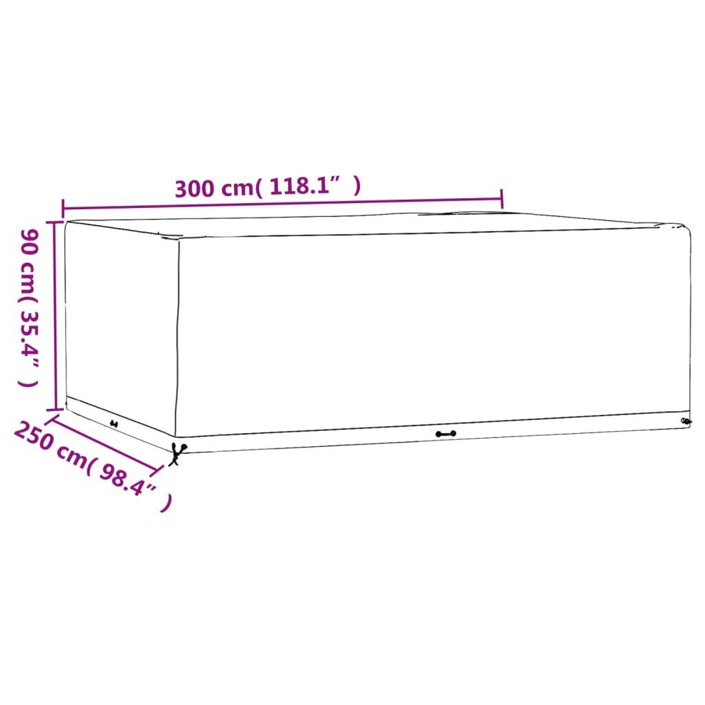 vidaXL aiamööbli kate, 16 aasaga, 300 x 250 x 90 cm, ristkülik цена и информация | Toolipadjad ja -katted | kaup24.ee