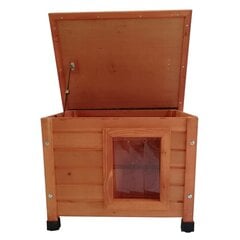 @Pet õue kassimaja XL, 68,5 x 54 x 51,5 cm, puit, pruun цена и информация | Лежаки, домики | kaup24.ee