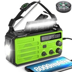 Фонарик Feegar Renewable Radio Solar Powerbank 8000 мАч цена и информация | Радиоприемники и будильники | kaup24.ee