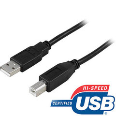 Deltaco USB 2.0 Type A male - Type B male, 3 m hind ja info | Kaablid ja juhtmed | kaup24.ee