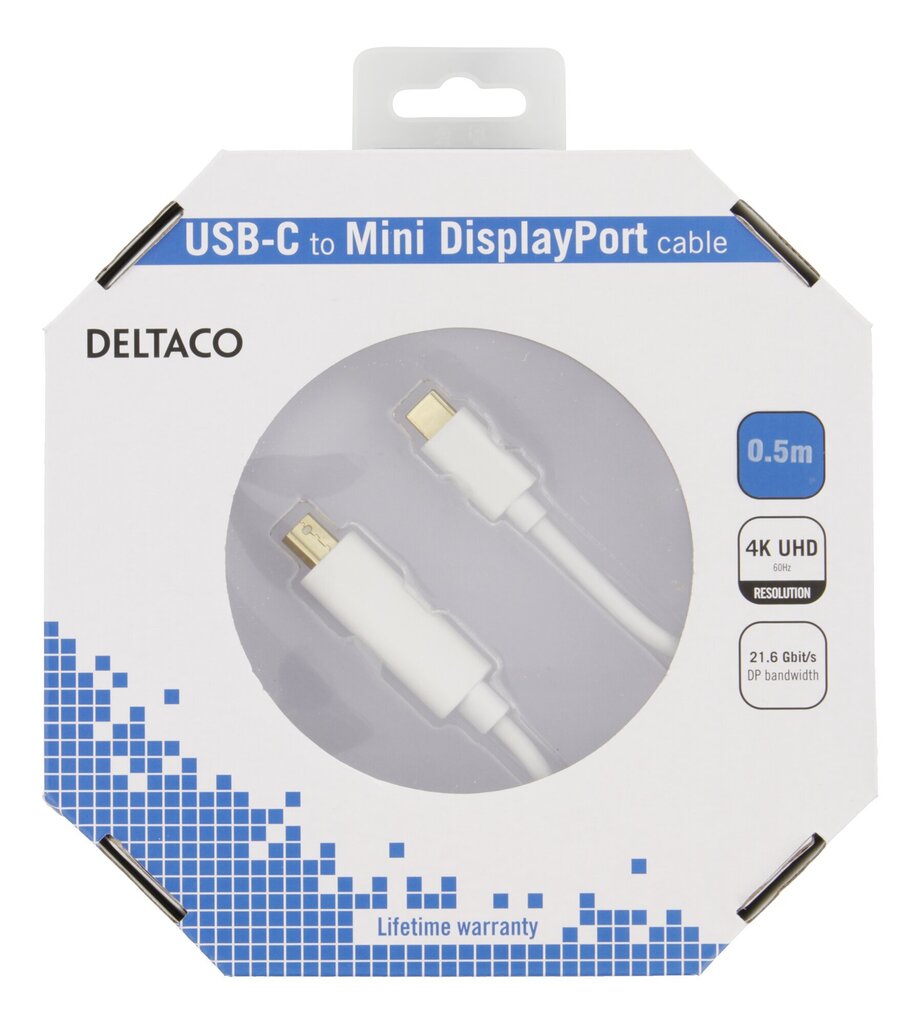 Deltaco, USB-C/Mini DP, 0.5 m hind ja info | Kaablid ja juhtmed | kaup24.ee