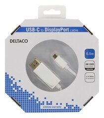 Deltaco, USB-C/DP, 50 см цена и информация | Кабели и провода | kaup24.ee