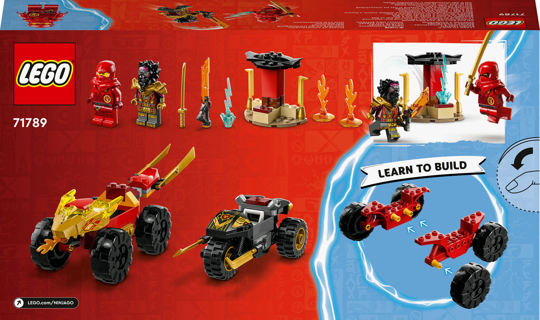 71789 LEGO® NINJAGO Kai ja Ras auto ja mootorrattalahing hind ja info | Klotsid ja konstruktorid | kaup24.ee