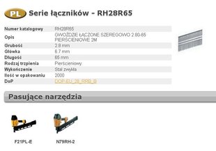 ГВОЗДИ BOSTITCH RH 2,8 x 65 мм 21` КОЛЬЦО 2000 шт. цена и информация | Для укрепления | kaup24.ee