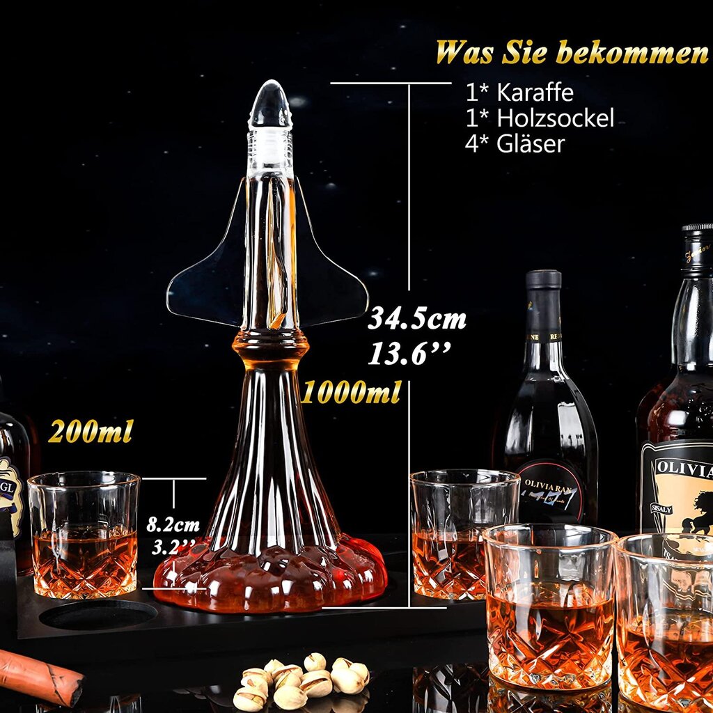SuJolly Rocket karahvin 1 l + 4 klaasi, rakett hind ja info | Klaasid, tassid ja kannud | kaup24.ee