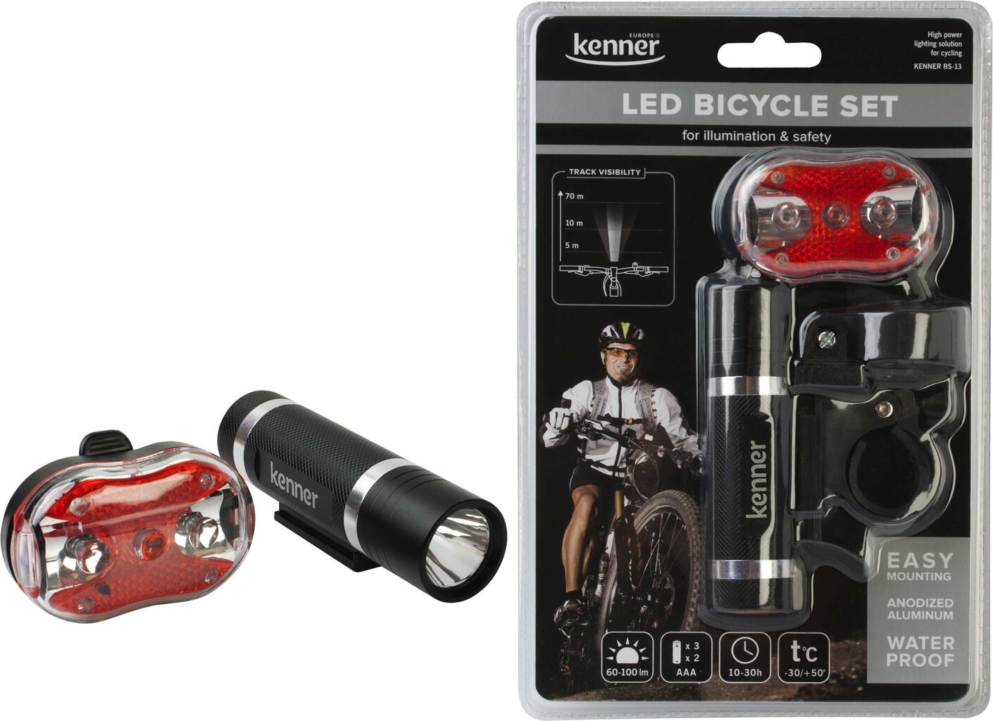 Jalgratta tulede komplekt LED Kenner KBS13, metallist hind ja info | Jalgratta tuled ja helkurid | kaup24.ee