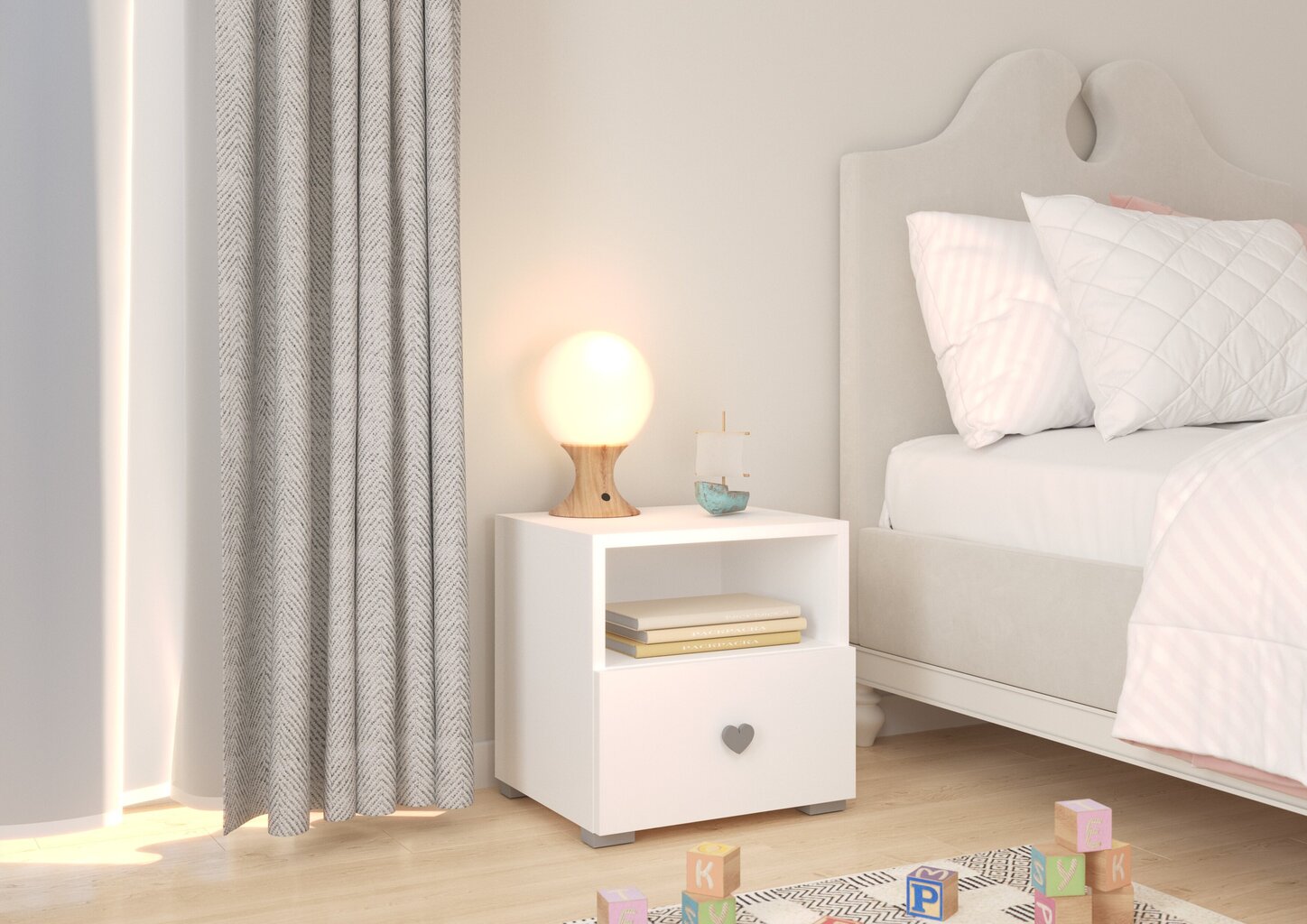 Öökapp ADRK Furniture Emi 2, valge hind ja info | Öökapid | kaup24.ee