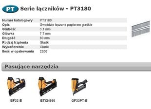 ГВОЗДИ BOSTITCH PT 33&apos; 3,1 x 80 мм 2200 шт. цена и информация | Механические инструменты | kaup24.ee