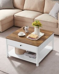 Диванный стол с ящиками 80x80x45 см, коричневый и белый цена и информация | Журнальные столики | kaup24.ee