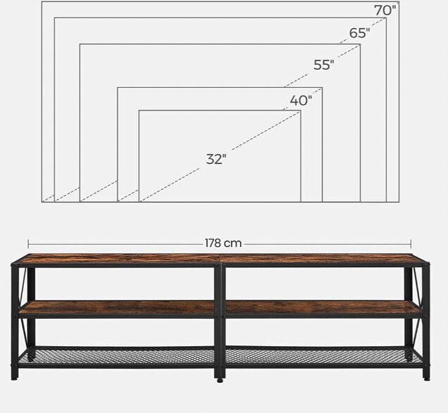 TV laud 178 x 39 x 52 cm, pruun must hind ja info | TV alused | kaup24.ee