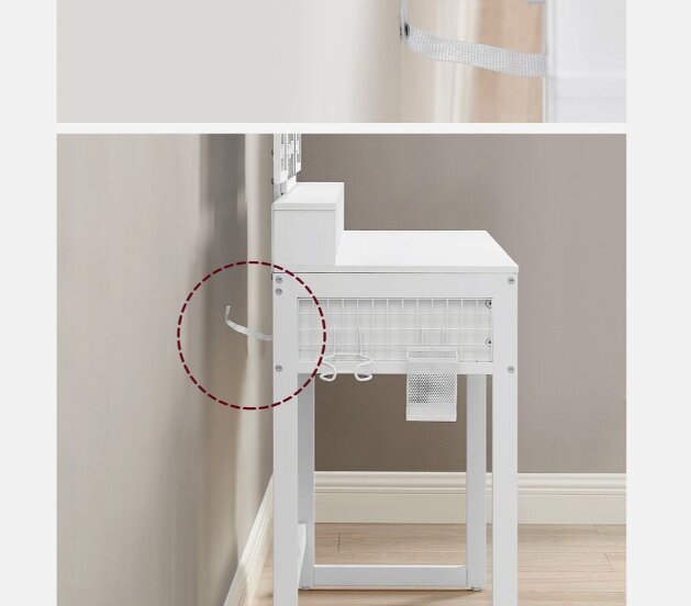 Tualettlaud sahtlitega, tooliga, peegliga 40 x 90 x 141 cm, valge цена и информация | Tualettlauad | kaup24.ee