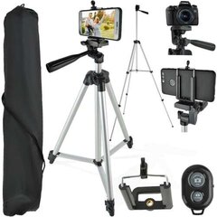 Statiiv telefonile, kaamerale, fotoaparaadile, 1/4", tripod telefonile puldiga. цена и информация | Штативы для фотоаппаратов | kaup24.ee