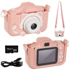 Laste digitaalne kaamera kassike +16GB miniSD kaart, roosa цена и информация | Развивающие игрушки | kaup24.ee