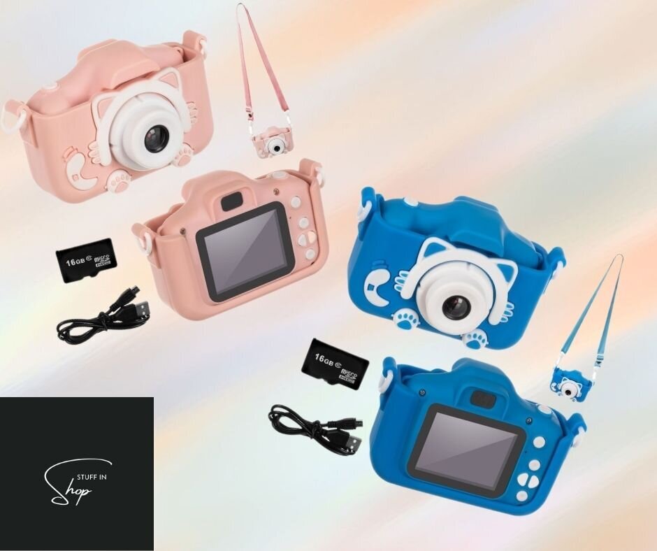 Laste digitaalne kaamera kassike +16GB miniSD kaart, sinine hind ja info | Arendavad mänguasjad | kaup24.ee