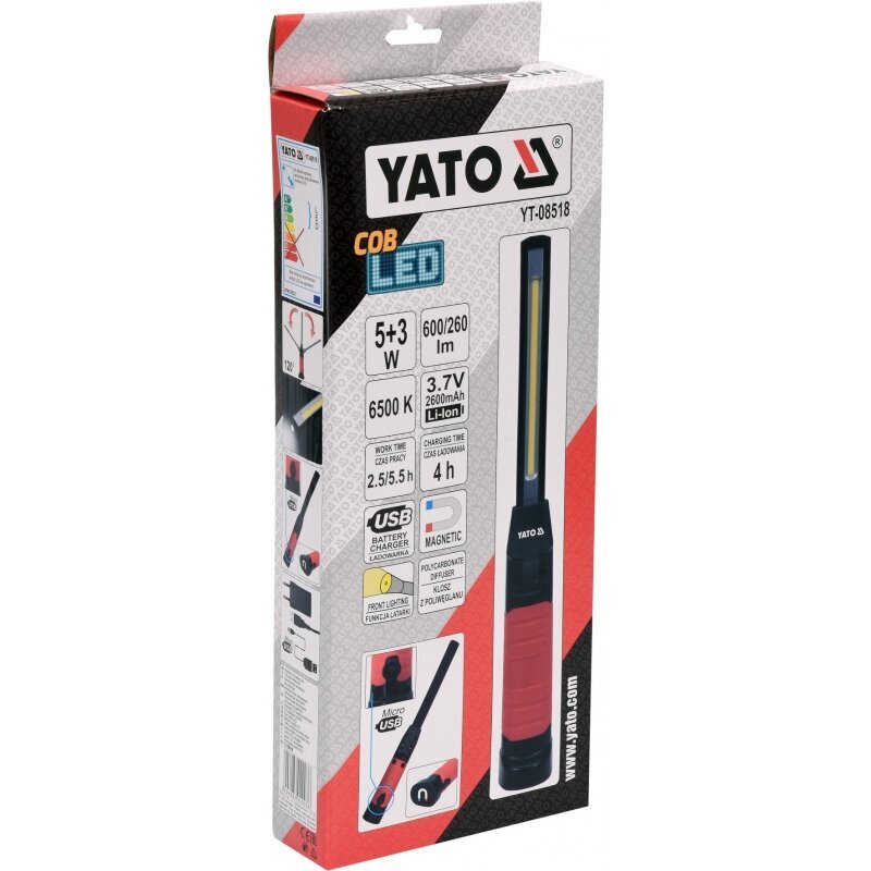 YATO COB LED TÖÖTOA LAMP 5W + 3W hind ja info | Taskulambid, prožektorid | kaup24.ee