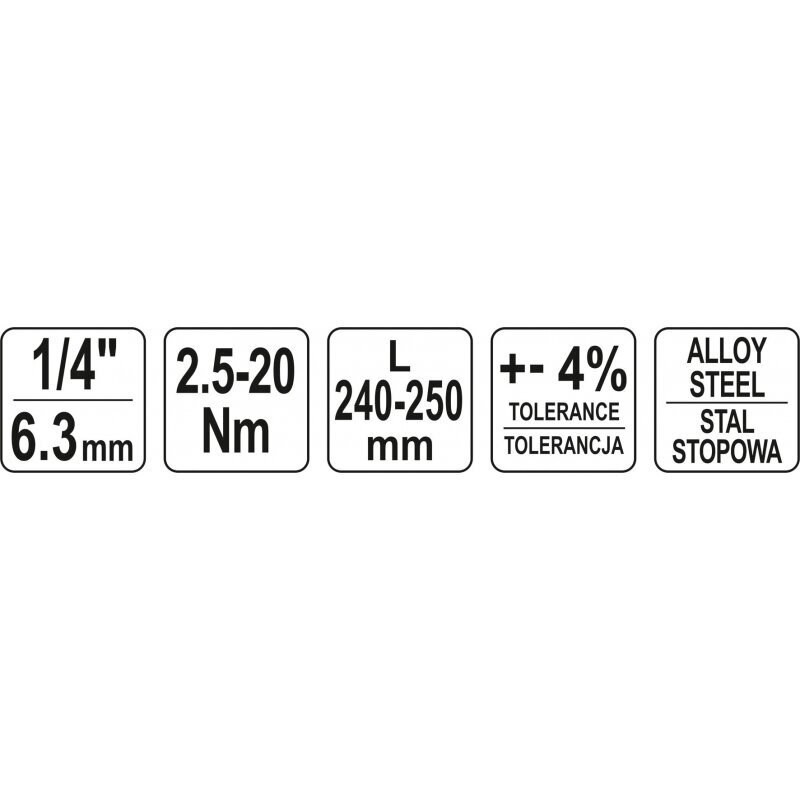 YATO pöördemomendi võti 2,5-20 Nm 07511 цена и информация | Käsitööriistad | kaup24.ee