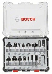 Набор фрез BOSCH 15 шт., ручка 6 мм цена и информация | Механические инструменты | kaup24.ee