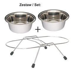 Barry King 2x metallkausid statiivil 2,8L цена и информация | Миски, ящики для корма | kaup24.ee