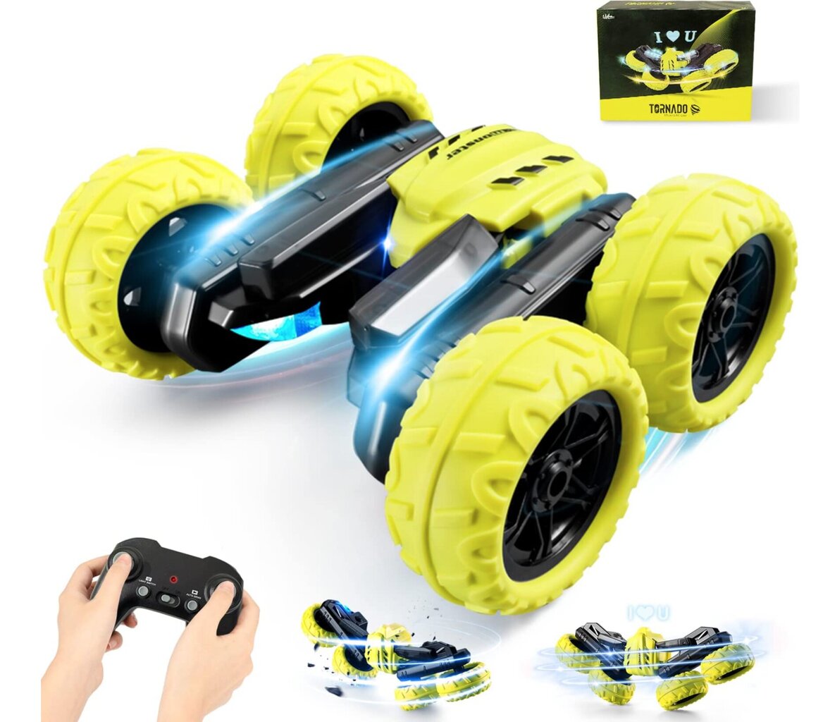 RC stunt võidusõiduauto maastur LED valgustuse ja 3D tekstiprojektoriga Tornado Stunt Car цена и информация | Poiste mänguasjad | kaup24.ee