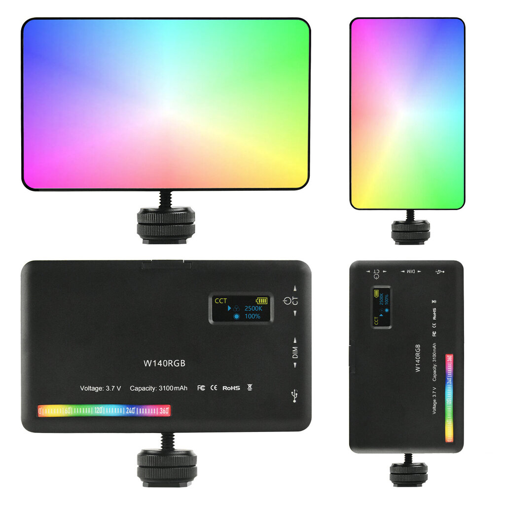 LED Videotuli fotode ja videote salvestamiseks, W140rgb цена и информация | Fotovalgustuse seadmed | kaup24.ee