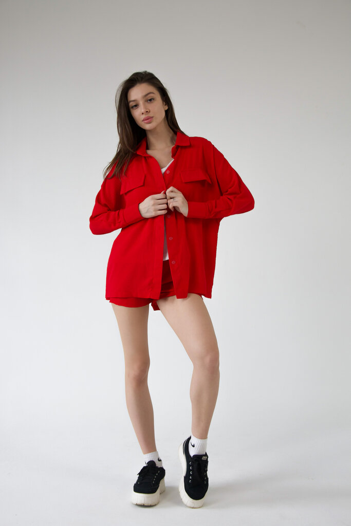 Naiste kostüüm lühikeste pükstega kolme osaga Armonti 144, punane цена и информация | Naiste kostüümid | kaup24.ee