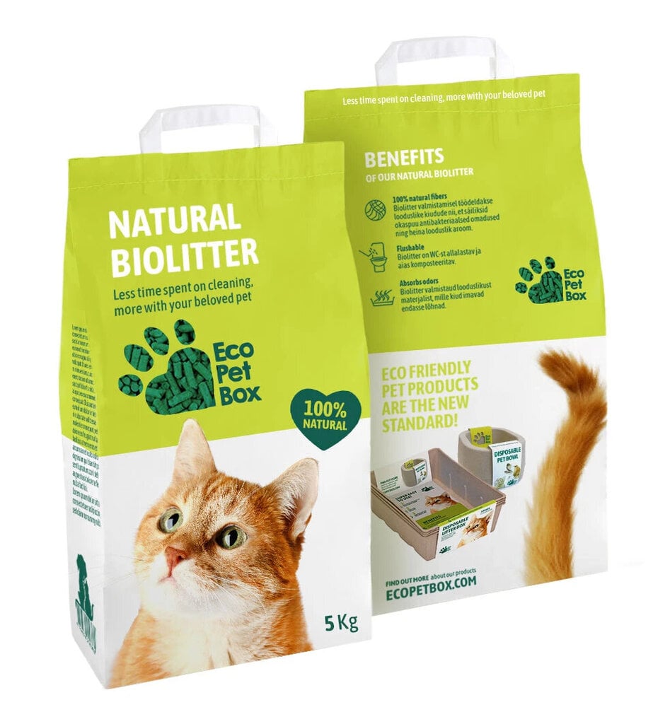 Eco Pet Box Natural Biolitter heina- ja puidugraanul 5kg hind ja info | Põhk ja hein väikeloomadele | kaup24.ee