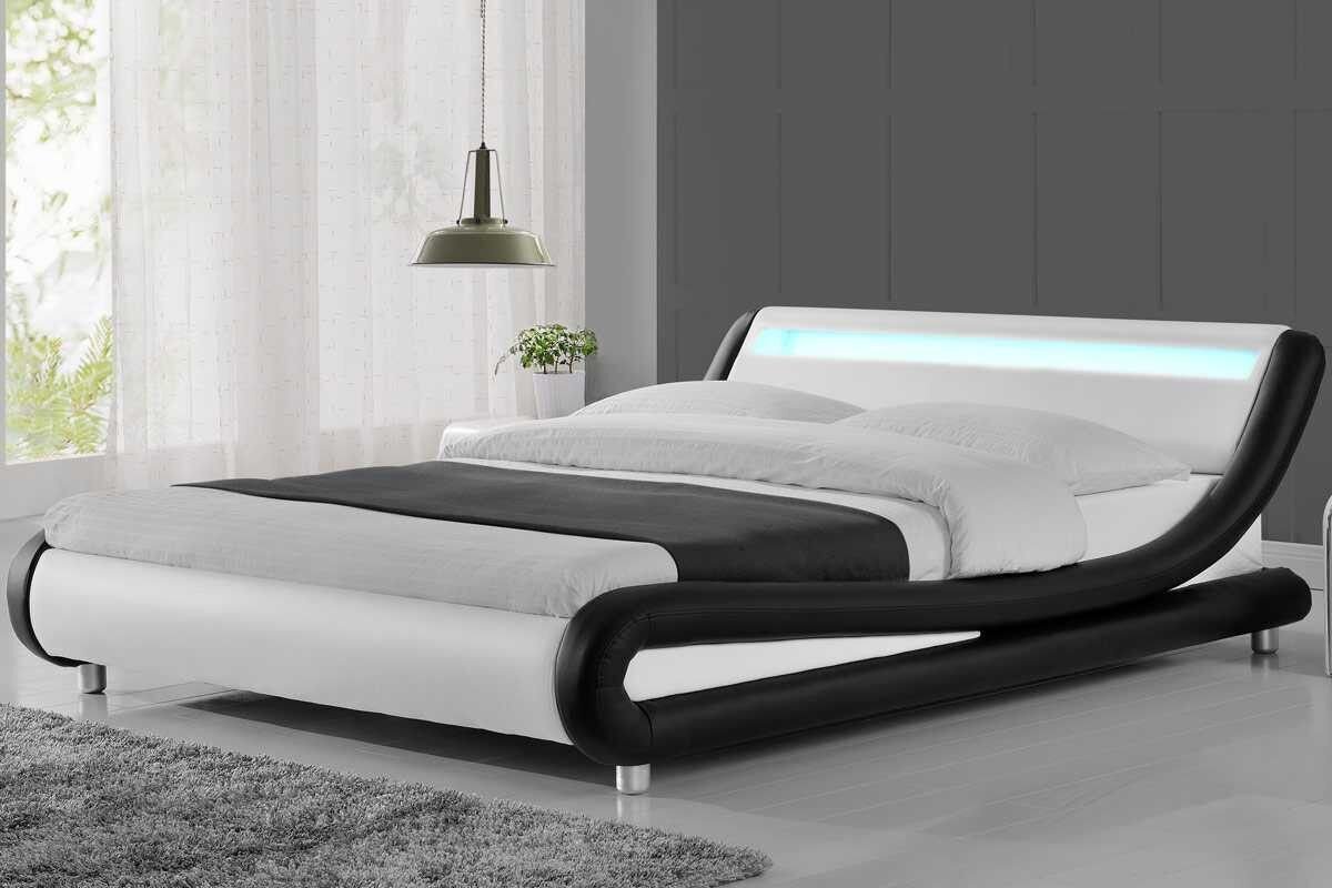Voodikomplekt Leroux voodi + madrats LED-valgusega, kunstnahk, 160x200 цена и информация | Voodid | kaup24.ee