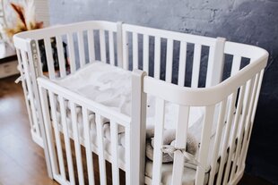 Beebivoodi Happy Baby 60x120 white/grey + madrats hind ja info | Beebivoodid | kaup24.ee