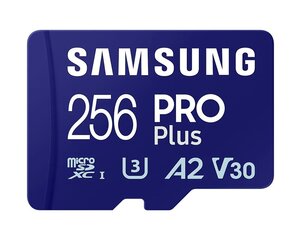 Карта памяти и адаптер Samsung PRO Plus, 2023, microSDXC, 256 ГБ, синий цена и информация | Карты памяти | kaup24.ee