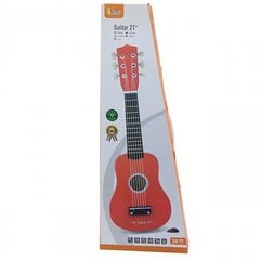 Puidust 6-keelne punane kitarr lastele, "Viga" hind ja info | Arendavad mänguasjad | kaup24.ee