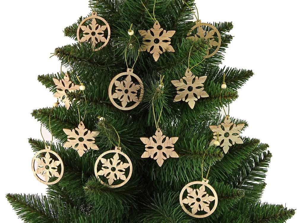 Jõulupuu kaunistus, puidust lumehelbed hind ja info | Kuuseehted | kaup24.ee