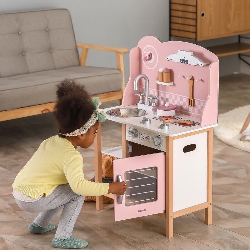 Kööginurk Eco koos tarvikutega VIGA PolarB, roosa hind ja info | Tüdrukute mänguasjad | kaup24.ee
