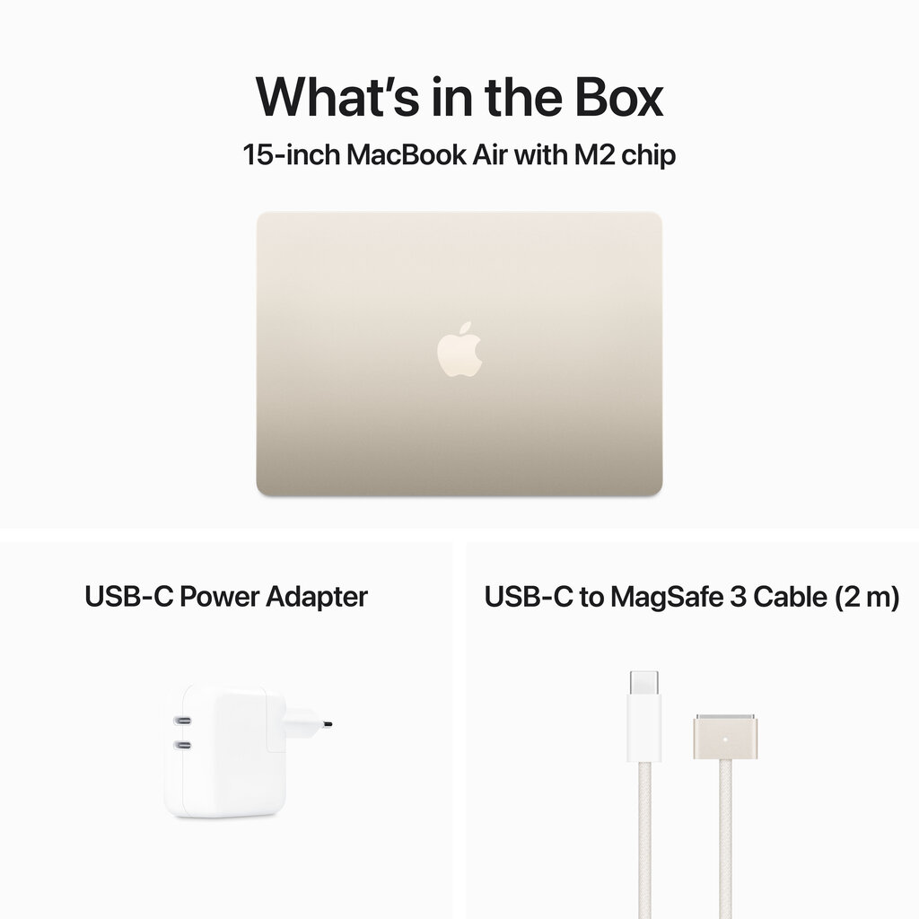 Macbook Air 15” Apple M2 8C CPU, 10C GPU/8GB/256GB SSD/Starlight/INT - MQKU3ZE/A hind ja info | Sülearvutid | kaup24.ee