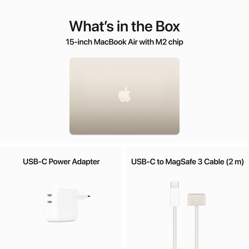 Macbook Air 15” Apple M2 8C CPU, 10C GPU/8GB/256GB SSD/Starlight/RUS - MQKU3RU/A цена и информация | Sülearvutid | kaup24.ee