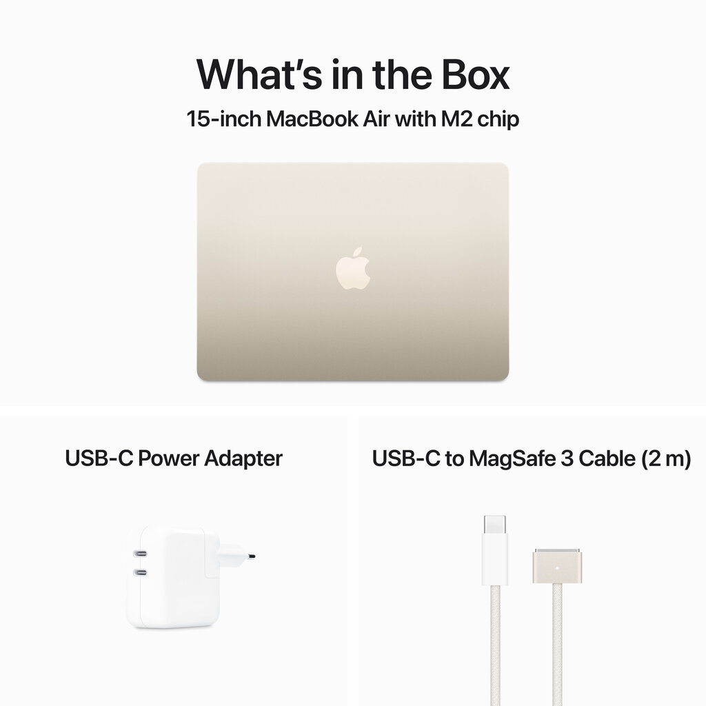 Macbook Air 15” Apple M2 8C CPU, 10C GPU/8GB/256GB SSD/Starlight/SWE hind ja info | Sülearvutid | kaup24.ee