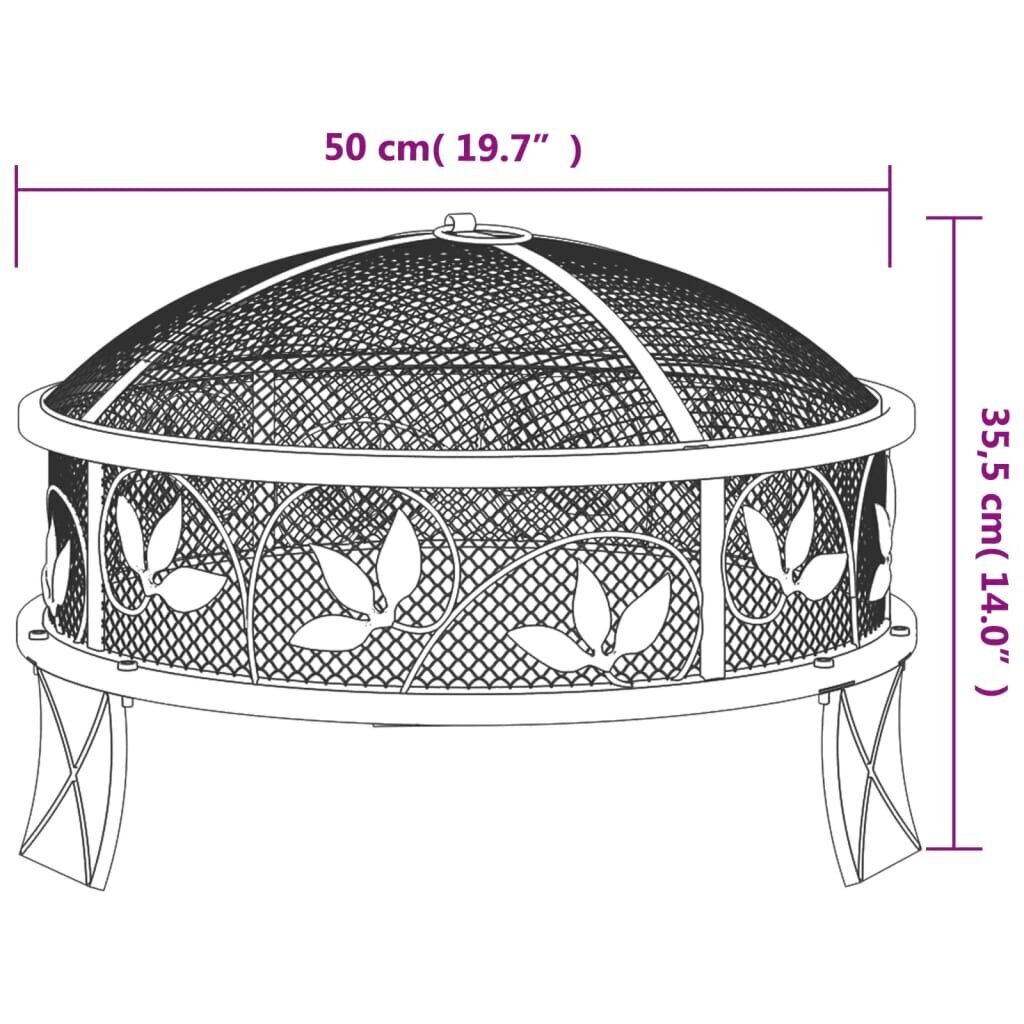 vidaXL tulease ahjuroobiga, 50 cm, XXL, teras цена и информация | Lõkkealused | kaup24.ee