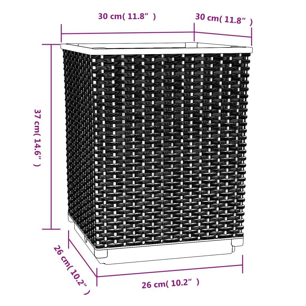 vidaXL taimekastid, 2 tk, must, 30x30x37 cm, polüpropüleen hind ja info | Lillekastid | kaup24.ee