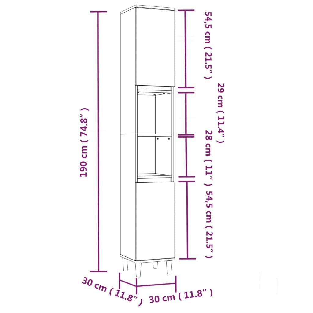 vidaXL 3-osaline vannitoa mööblikomplekt, betoonhall, tehispuit hind ja info | Vannitoa komplektid | kaup24.ee